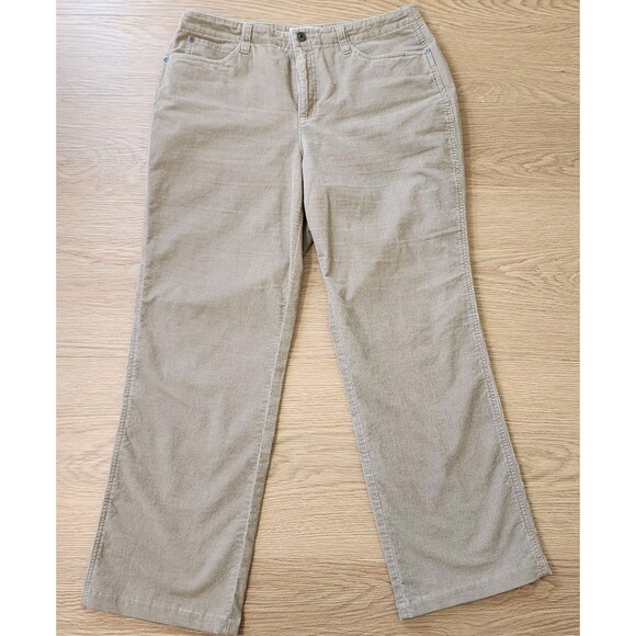 Talbots Chino Pants Womens 12 Corduroy High Waist Straight Wide Leg Khaki 32x29 - Picture 1 of 11